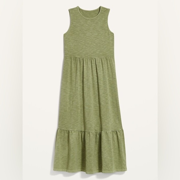 Old Navy - Olive Green Tiered Knit Midi Dress - Size M - Picture 2 of 5